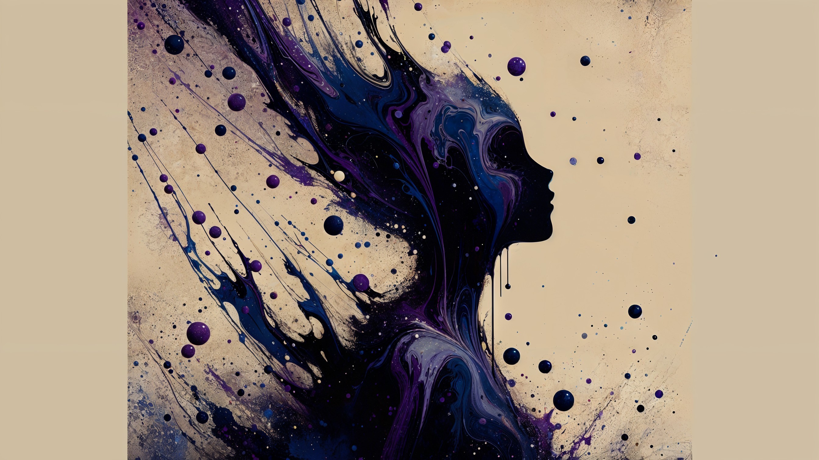 Abstract Silhouette of Woman in Cosmic Colors
