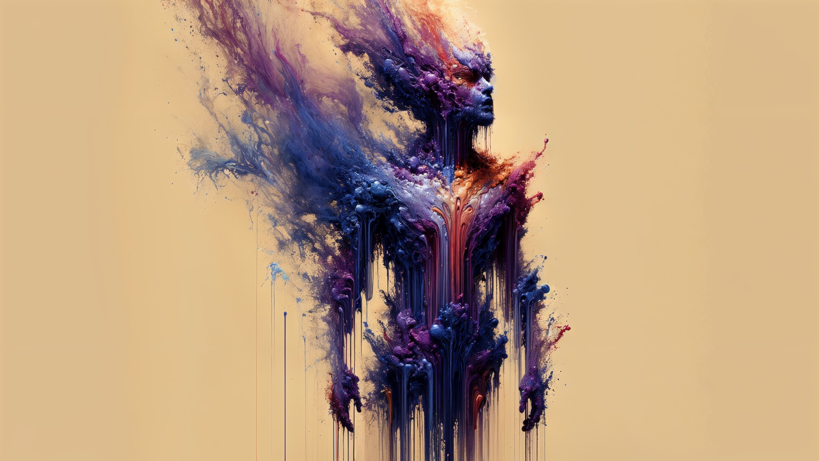 Ethereal figure in vibrant colors with dynamic movement