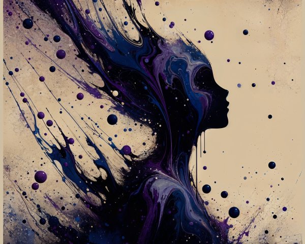 Abstract Silhouette of Woman in Cosmic Colors