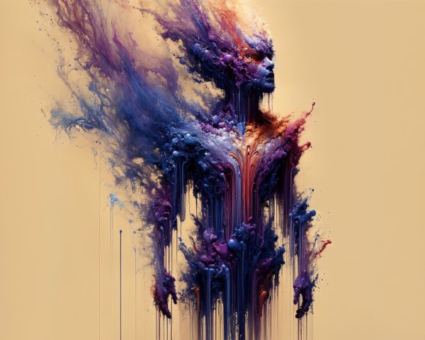 Ethereal figure in vibrant colors with dynamic movement