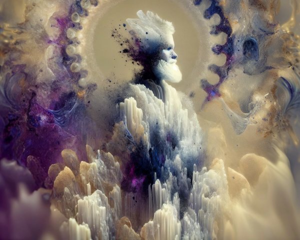 Surreal Ethereal Landscape with Majestic Figure