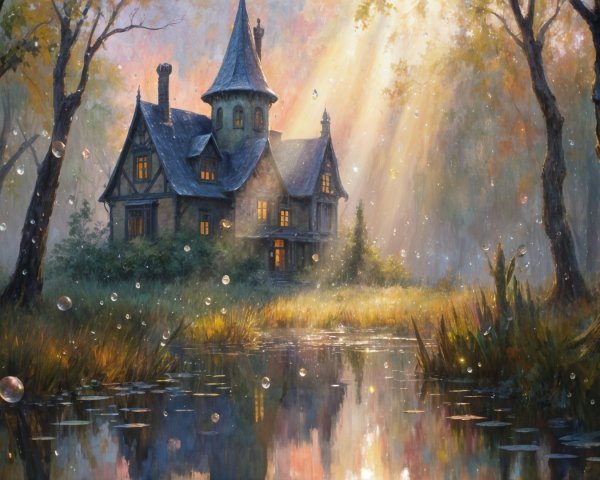 Enchanted House in Tranquil Fairytale Landscape