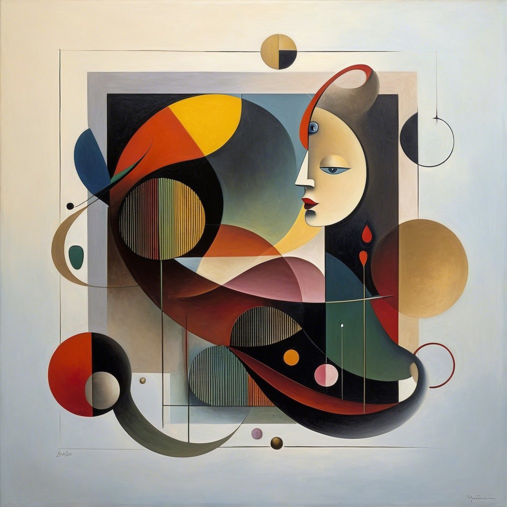 Abstract Artwork with Stylized Human Face and Colors