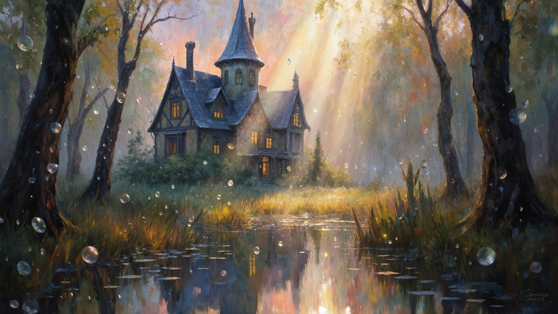 Enchanted House in Tranquil Fairytale Landscape