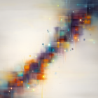 Abstract Oil Painting of Silhouetted Figure on Stairs