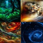 Ethereal landscape with mystical trees and orbs