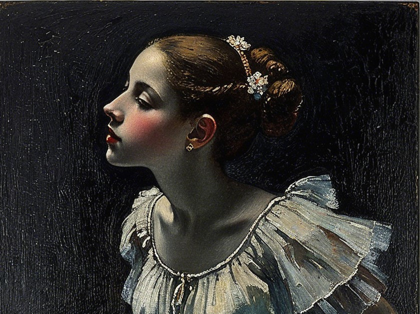 Profile of a Young Woman with Elegant Hairstyle