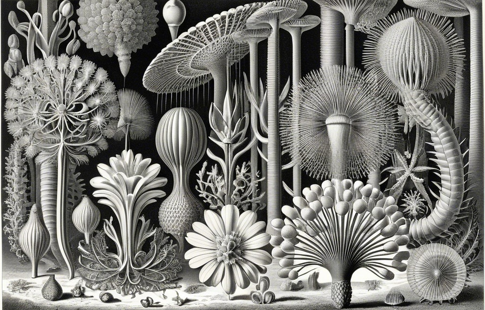 Surreal Collection of Intricate Fungi and Botanicals