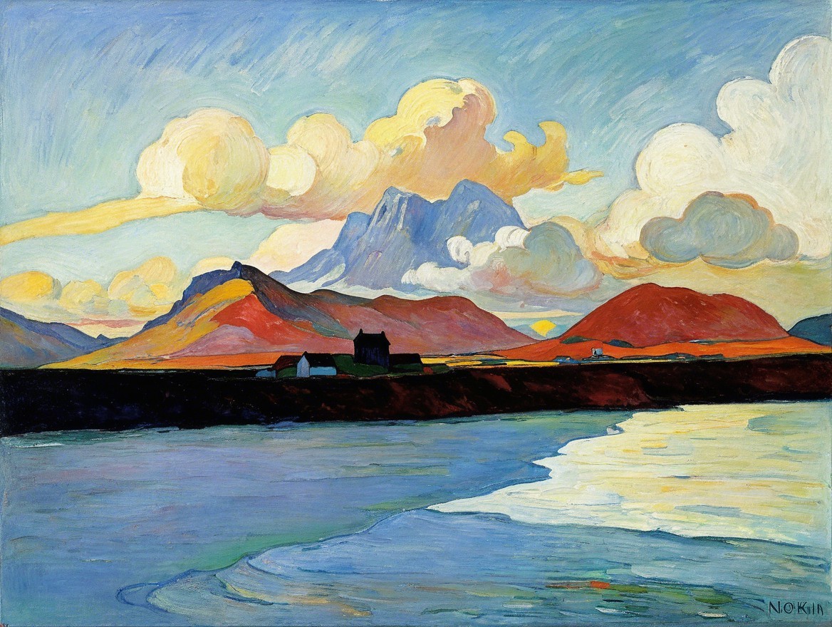 Vibrant Landscape with Mountains and Reflective Water
