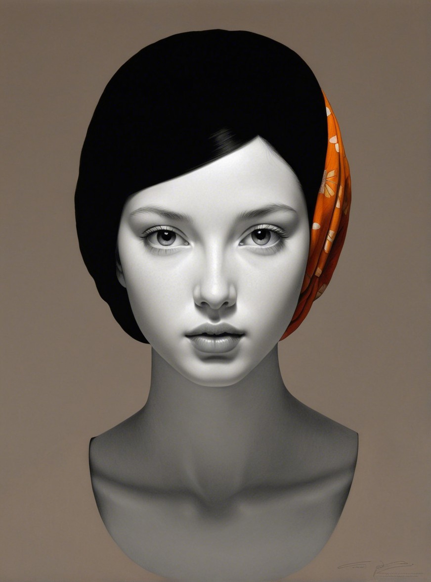 Monochromatic Portrait of a Young Woman with Headscarf