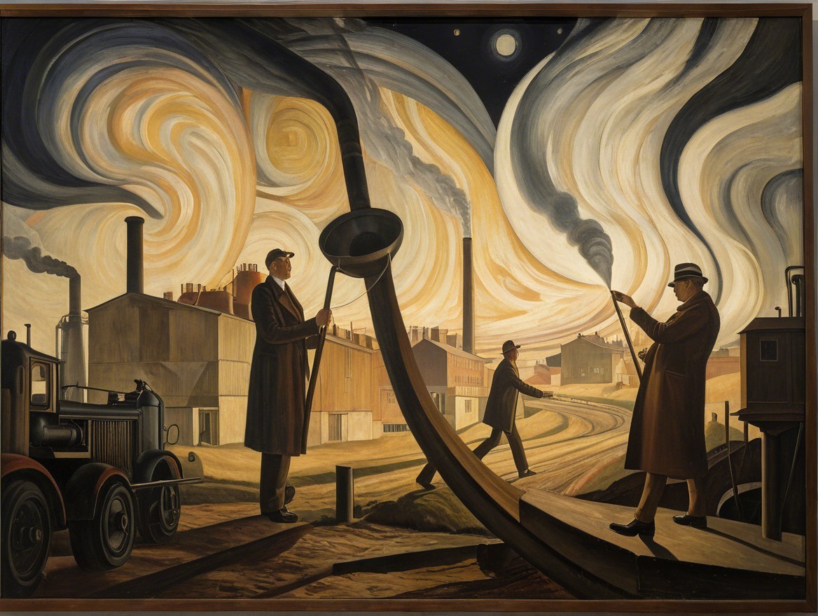 Dynamic Industrial Scene with Workers and Smoke