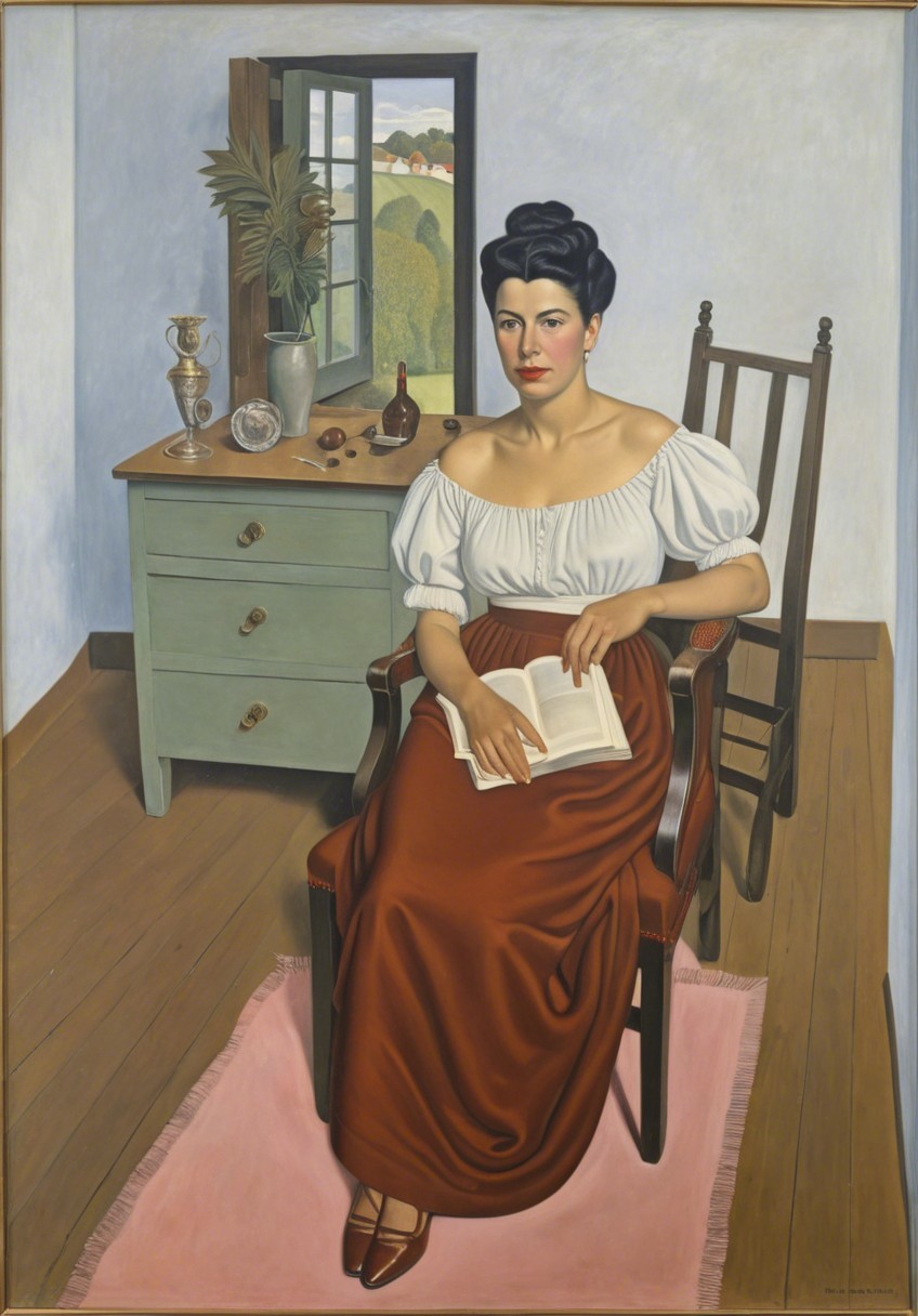 Woman Reading in a Cozy Room with Wooden Decor
