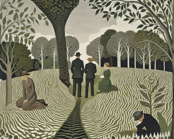Serene Landscape with Figures in Elegant Clothing