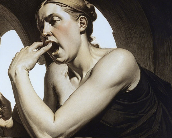 Woman with expressive face in dramatic lighting