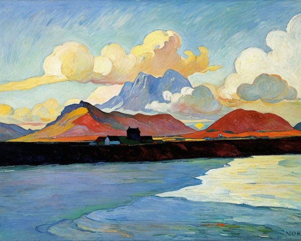 Vibrant Landscape with Mountains and Reflective Water