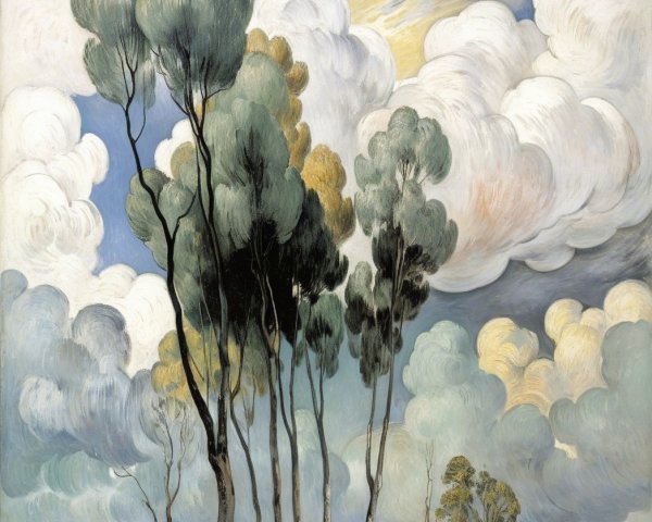 Serene Landscape with Trees and Dynamic Sky
