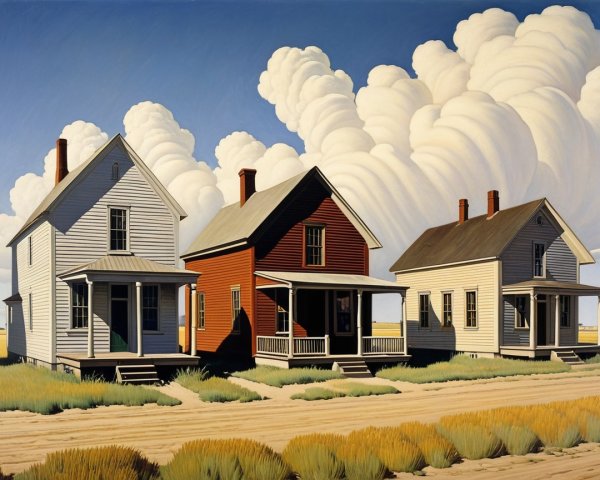 Three Distinct Houses in a Rural Landscape Setting