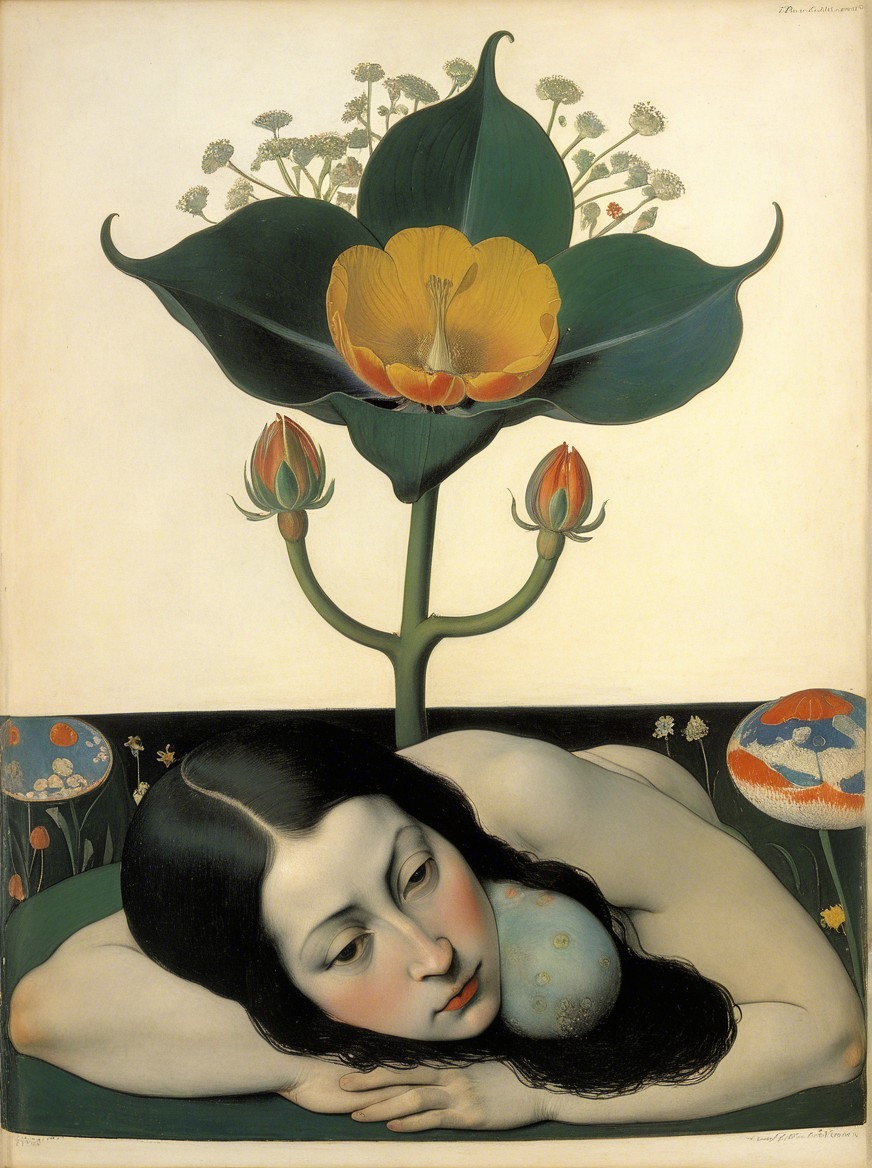 Serene Woman Surrounded by Vibrant Flowers