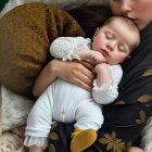 Tender Moment of Mother and Baby Asleep Together