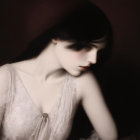 Delicate Portrait of a Young Woman with Dark Hair