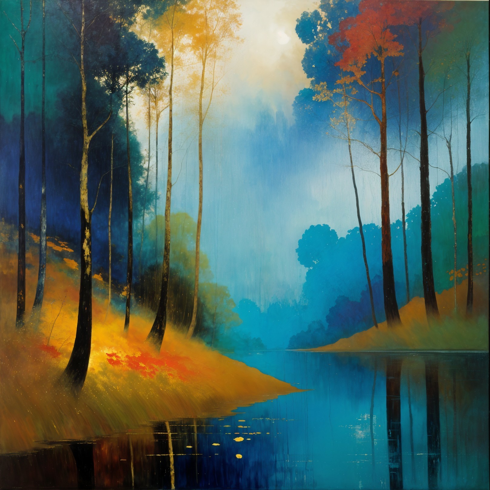 Tranquil River in Vibrant Autumn Landscape