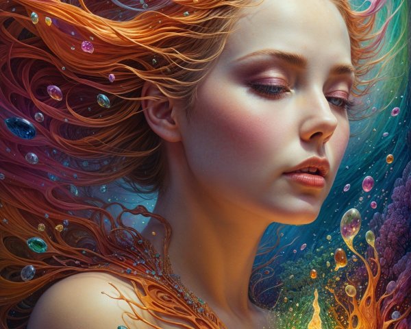 Artistic Portrait of a Young Woman with Colorful Hair