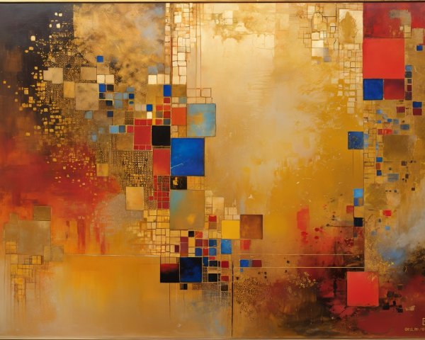 Vibrant Abstract Artwork with Geometric Shapes and Colors