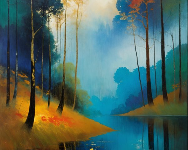 Tranquil River in Vibrant Autumn Landscape