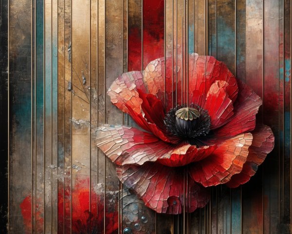 Oversized Poppy Flower with Colorful Background Design