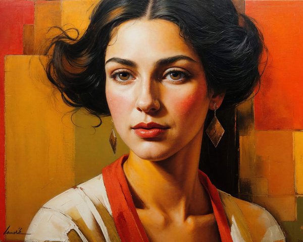 Close-Up Portrait of a Woman with Striking Features