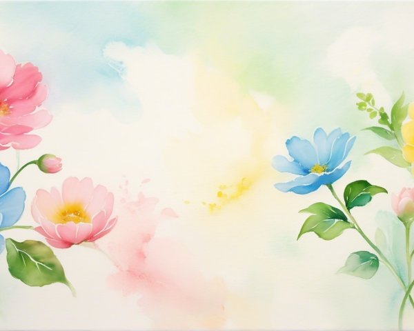 Vibrant Watercolor Painting of Harmonious Flowers
