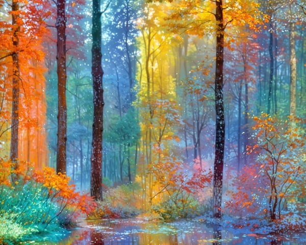 Vibrant Autumn Forest Reflected in a Serene Pond