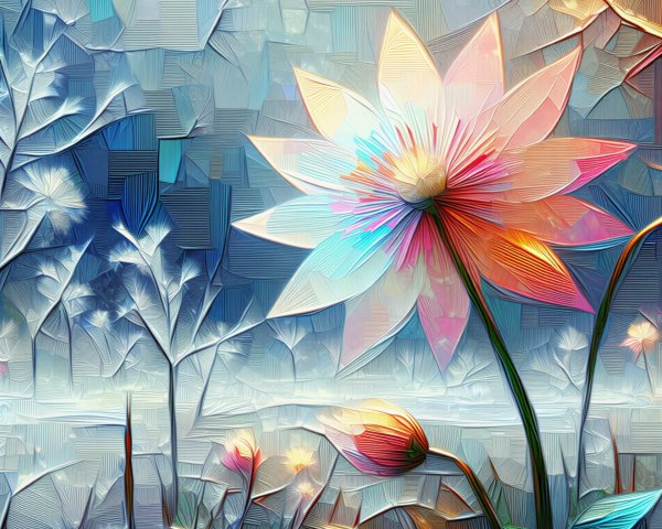 Surreal Vibrant Flower Arrangement with Lotus Center