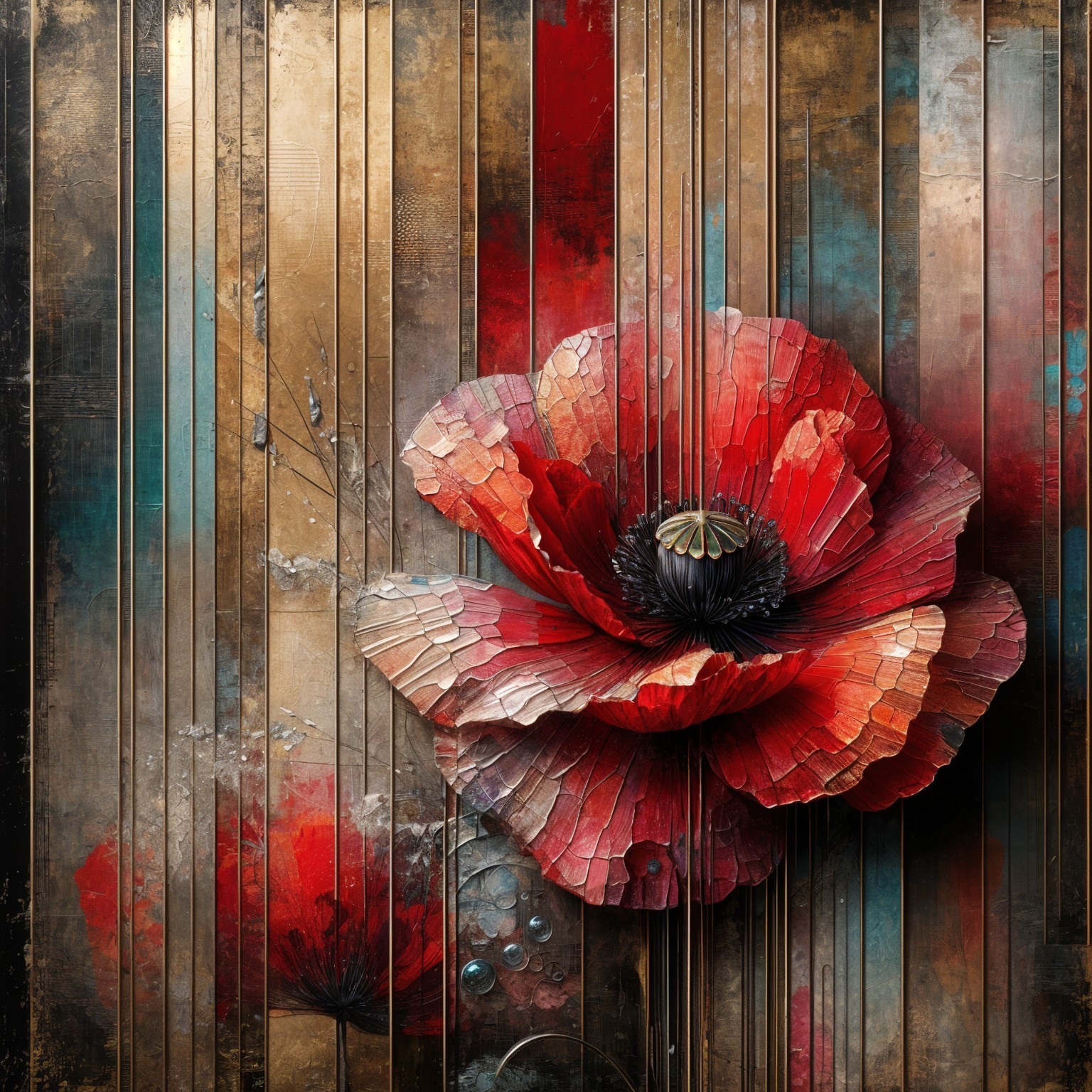 Oversized Poppy Flower with Colorful Background Design