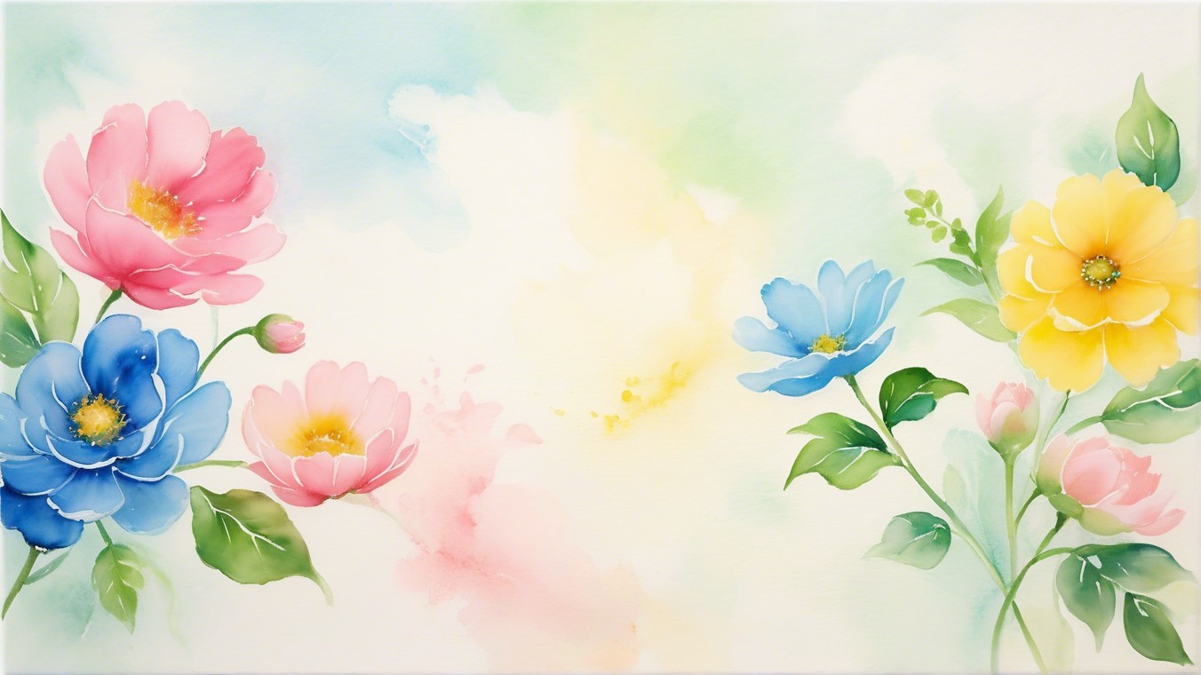 Vibrant Watercolor Painting of Harmonious Flowers