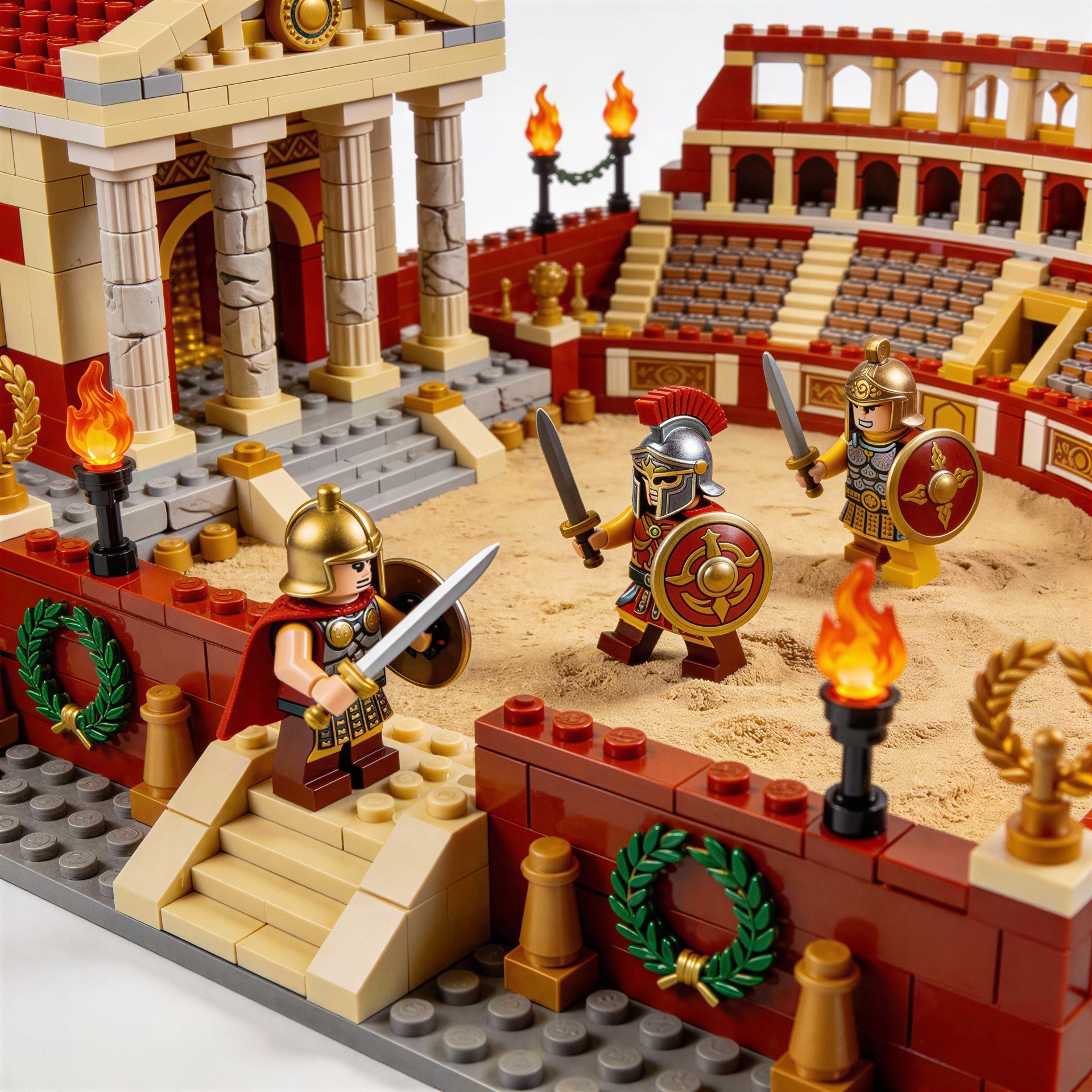 Lego Gladiator Battle Scene in Arena Setting