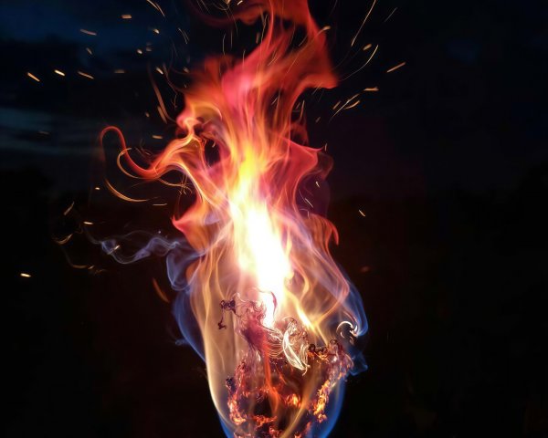 Dynamic Fire Display with Colorful Flames and Smoke