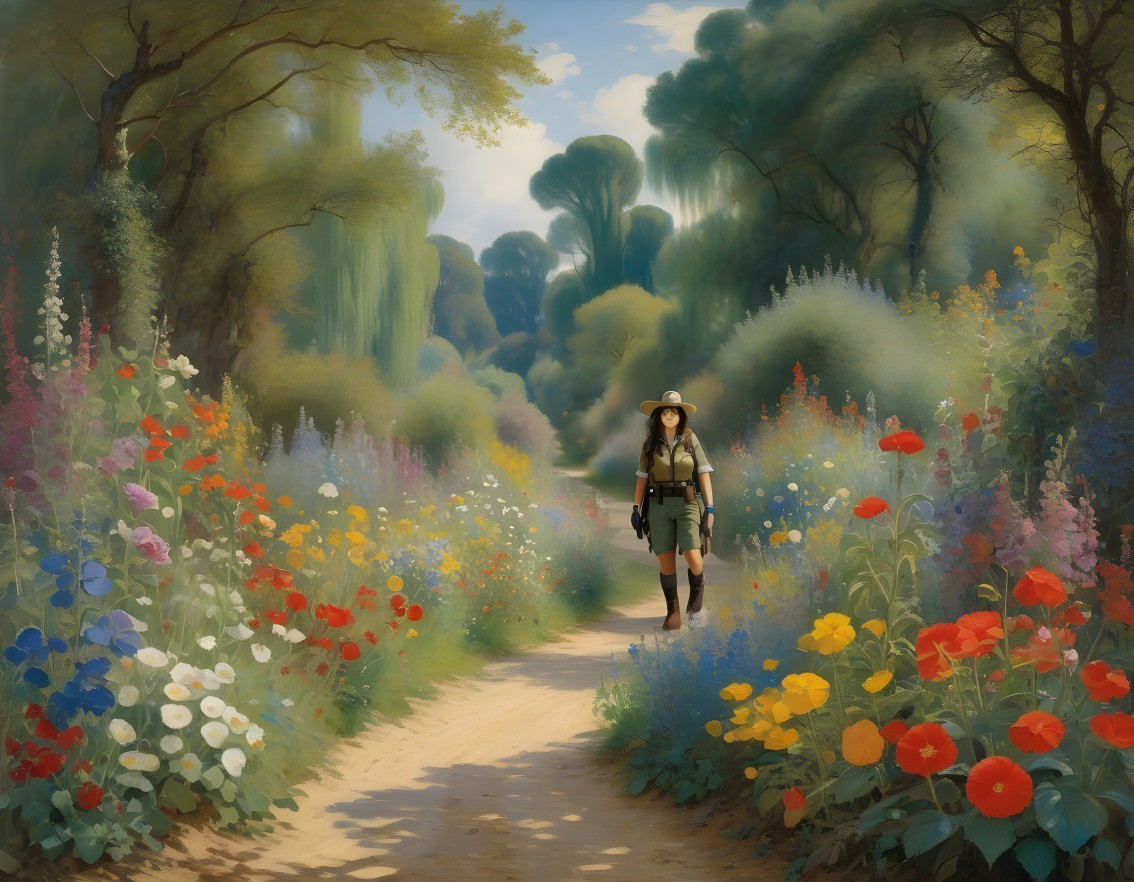 Vibrant Pathway in a Colorful Garden Landscape