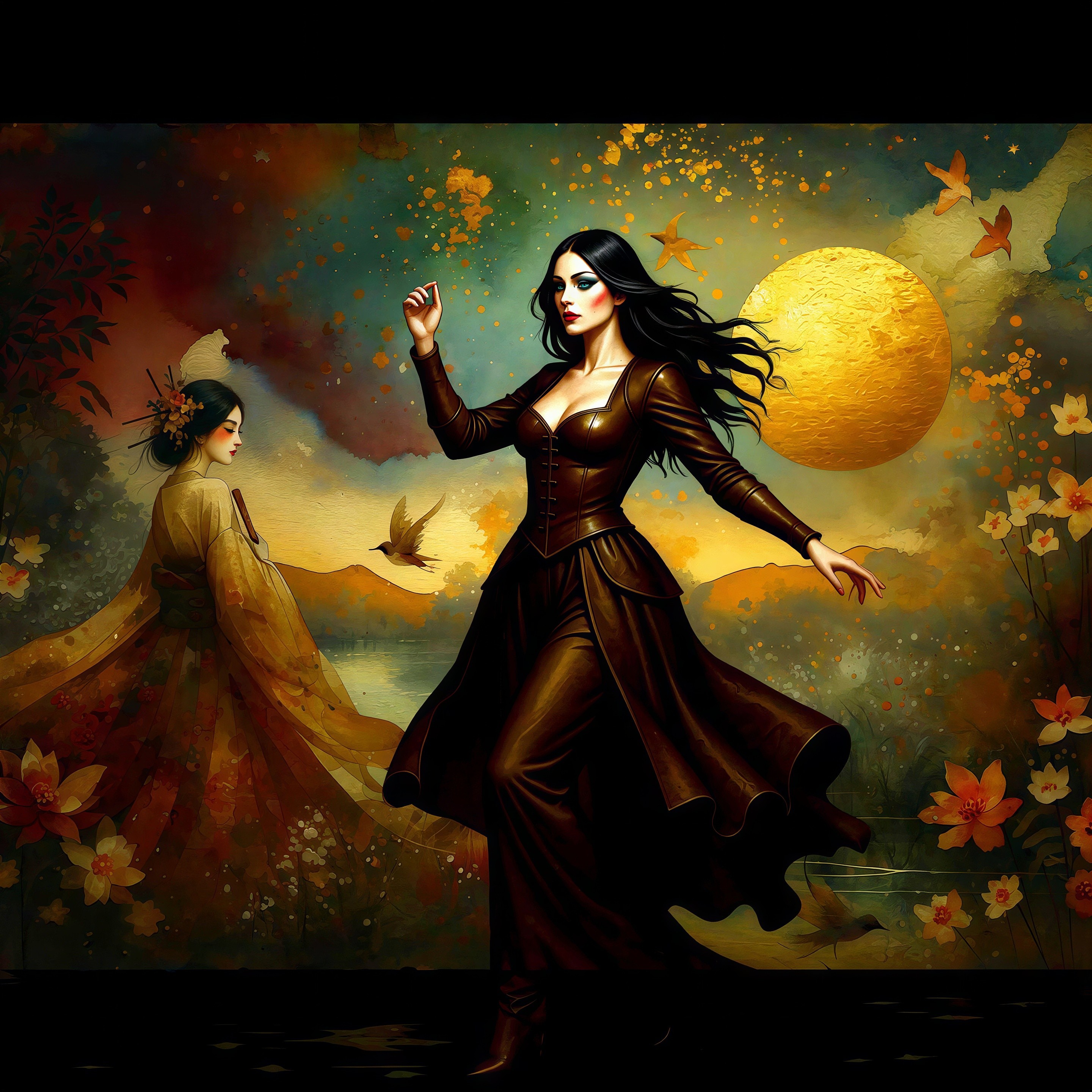 Medieval and Japanese Women in Detailed Digital Painting