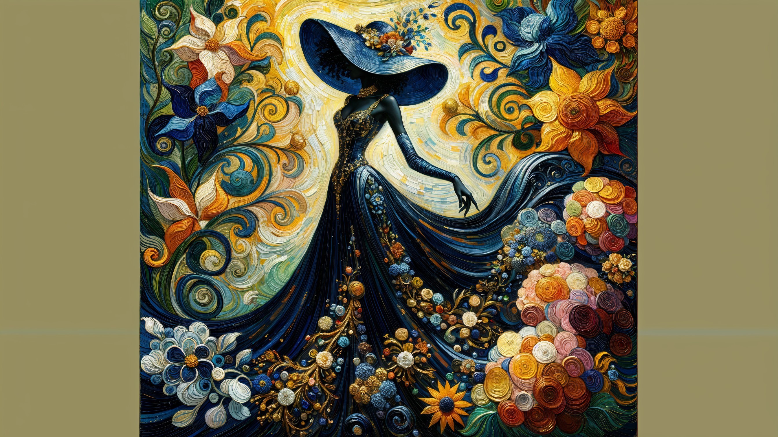 Vibrant Artwork of a Graceful Figure in Nature