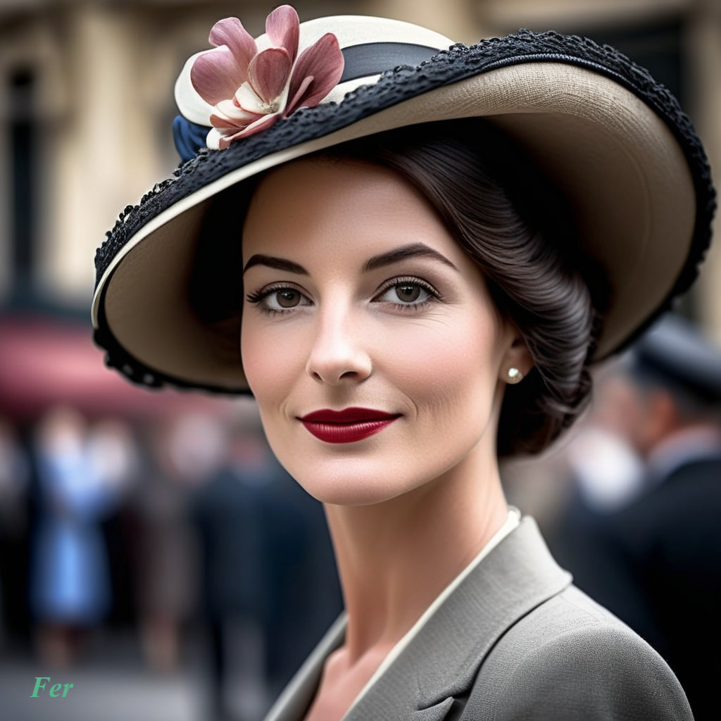 Elegant Woman in Wide-Brimmed Hat with Vintage Charm
