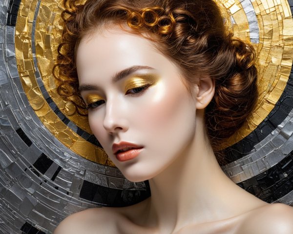 Close-up of a woman with elegant hairstyle and makeup