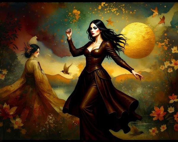 Medieval and Japanese Women in Detailed Digital Painting