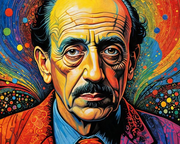 Surreal Portrait of an Older Man in Vibrant Colors