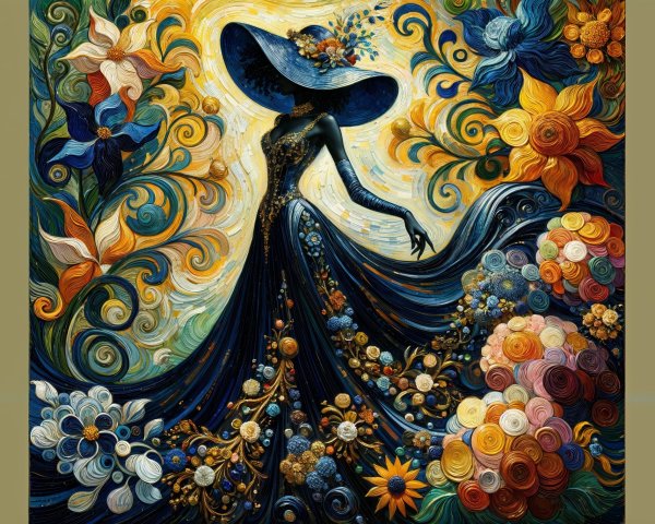 Vibrant Artwork of a Graceful Figure in Nature
