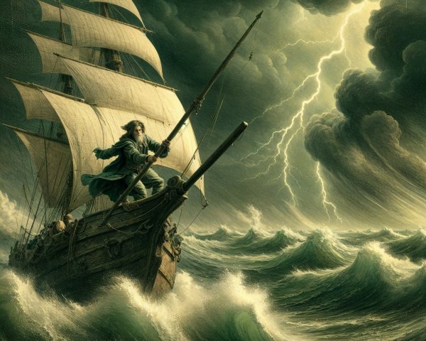Tall Ship Navigates Stormy Seas with Determination