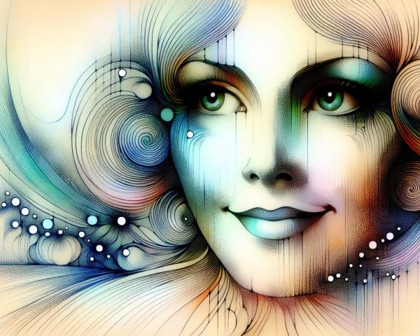 Abstract Portrait of a Woman with Flowing Hair