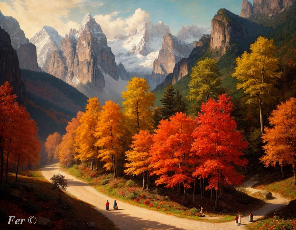 Scenic Mountain Landscape with Autumn Foliage