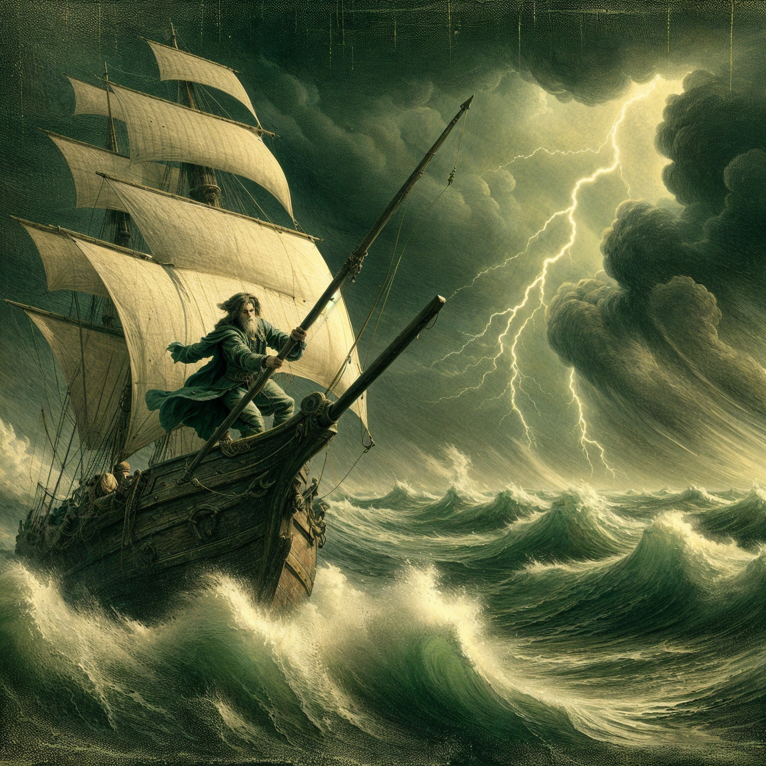 Tall Ship Navigates Stormy Seas with Determination