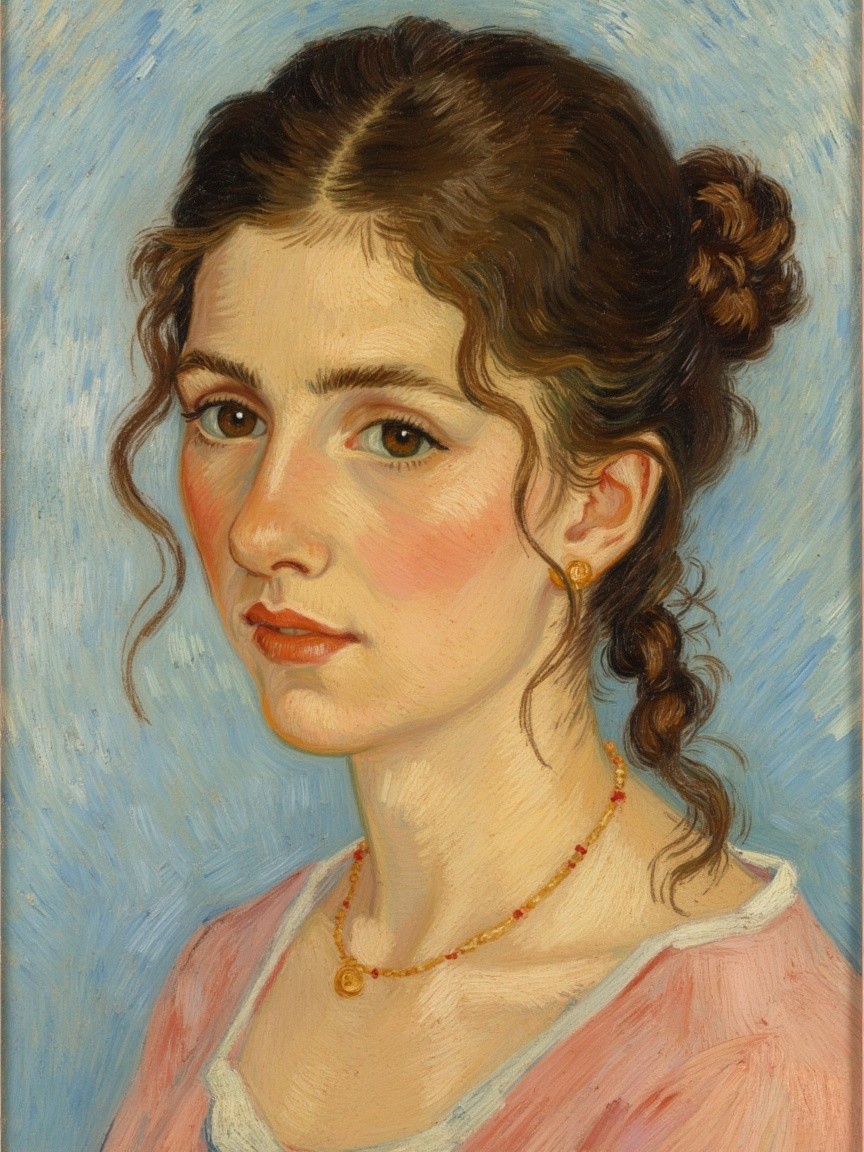 Portrait of a Young Woman with Elegant Features
